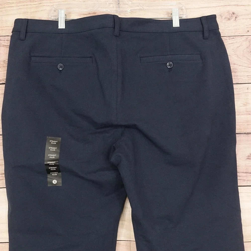 True Classic Pants Mens 40x28 Navy Straight Chino Knit Stretch Casual